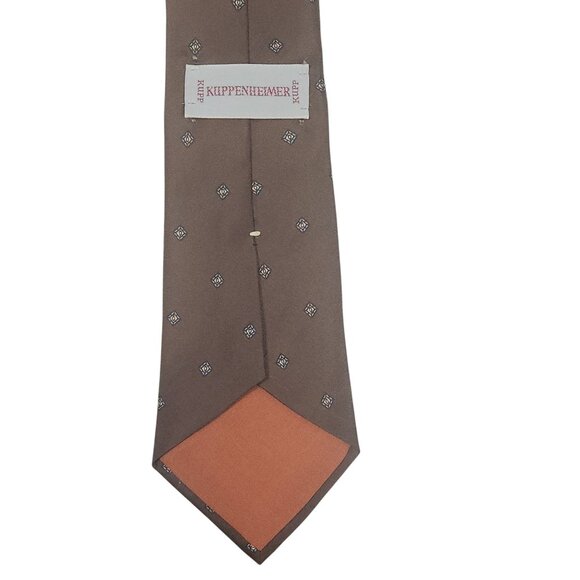 Kuppenheimer Brown Silk Tie With Geometric Pattern Neckwear Accessory - Picture 3 of 6